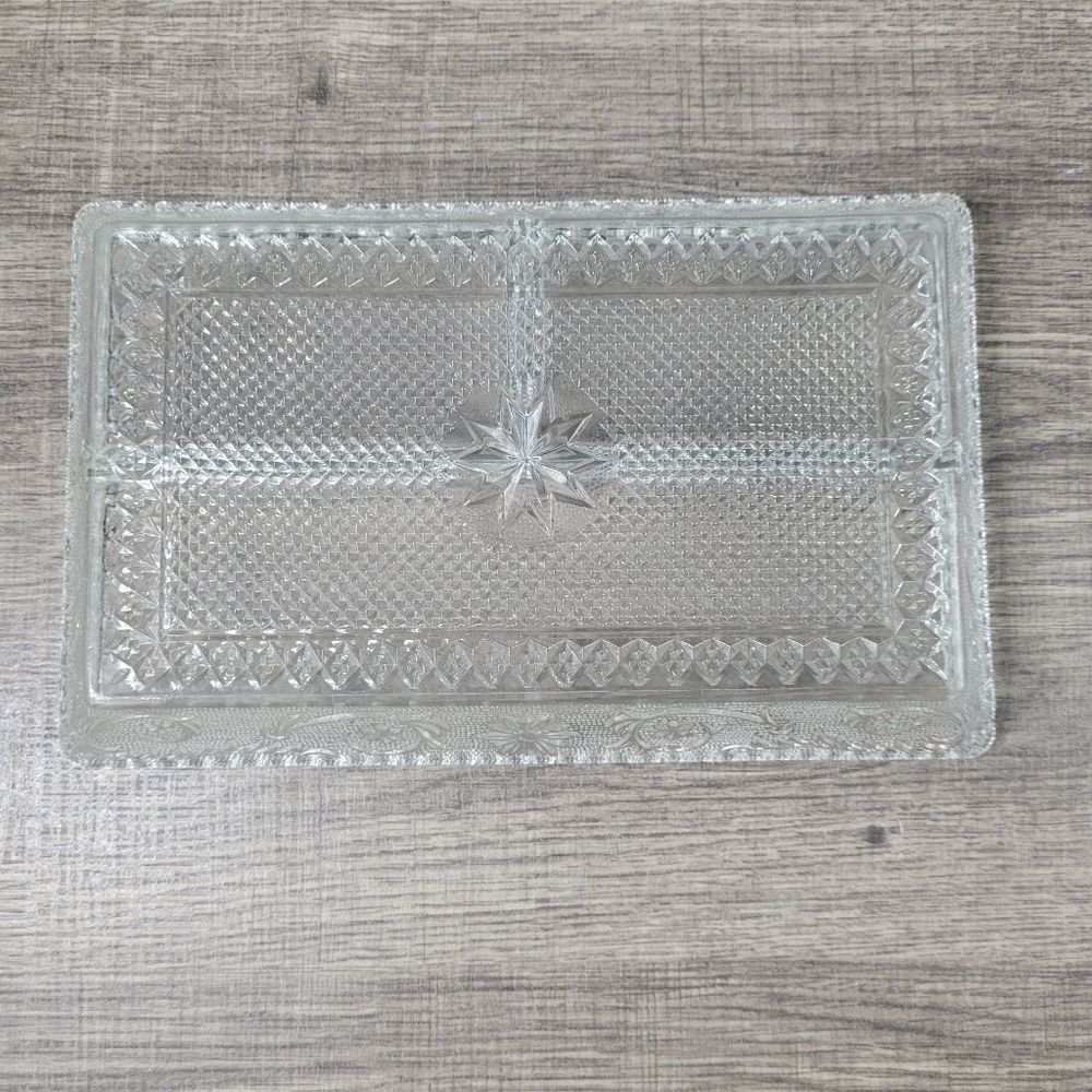 Cut Glass Clear Divided Compartment Serving Tray - Picture 8 of 10